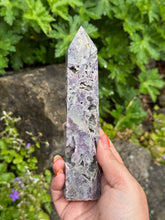 Load image into Gallery viewer, Lepidolite with Sparky Druzy Quartz Tower
