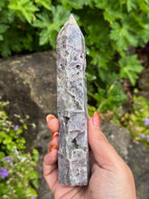 Load image into Gallery viewer, Lepidolite with Sparky Druzy Quartz Tower
