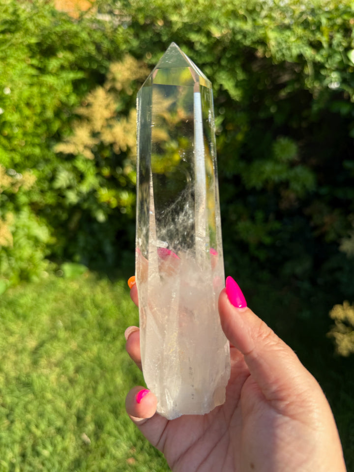 Smoky Quartz Tower in Custom Metal Stand
