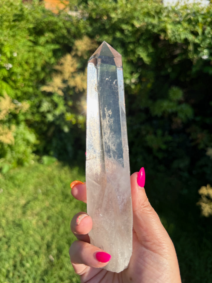 Smoky Quartz Tower in Custom Metal Stand