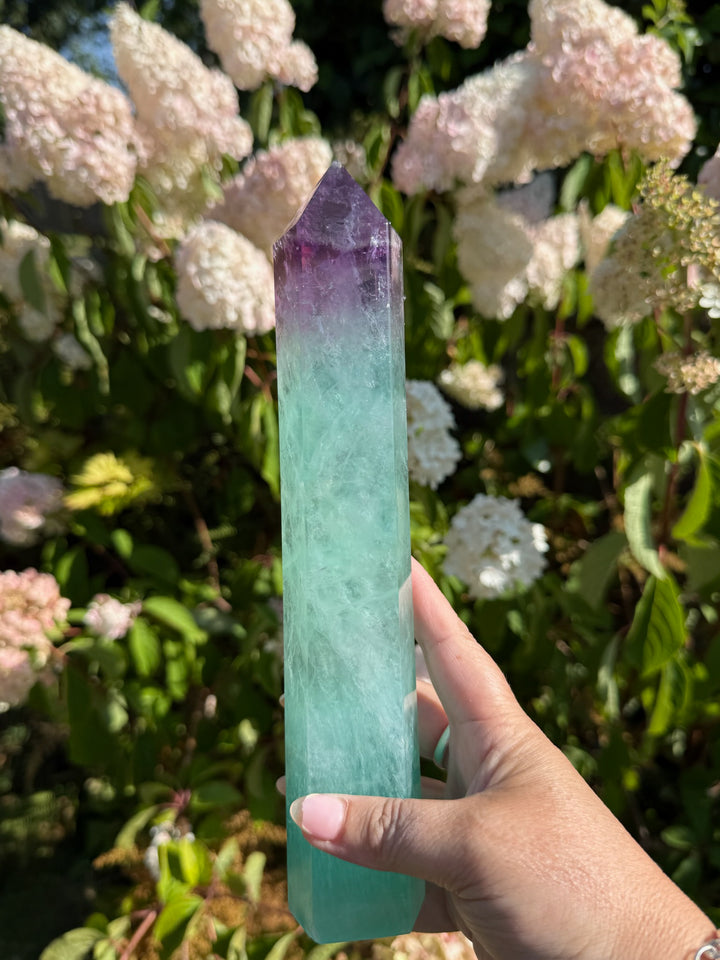 Statement Bicolour Purple and Green Fluorite Tower