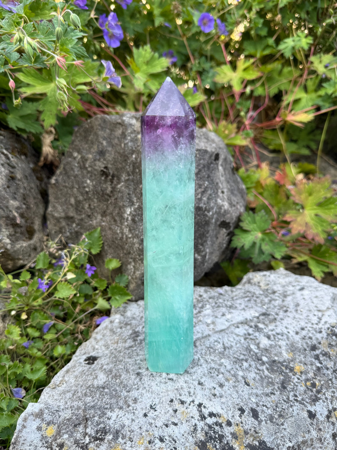 Statement Bicolour Purple and Green Fluorite Tower