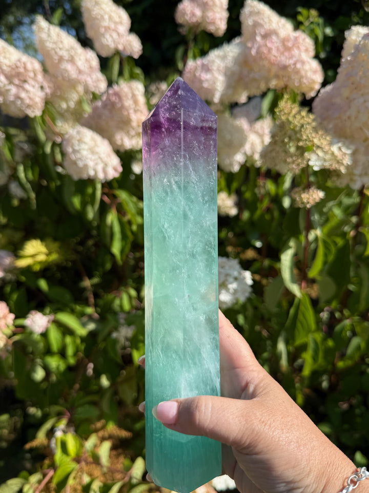 Statement Bicolour Purple and Green Fluorite Tower
