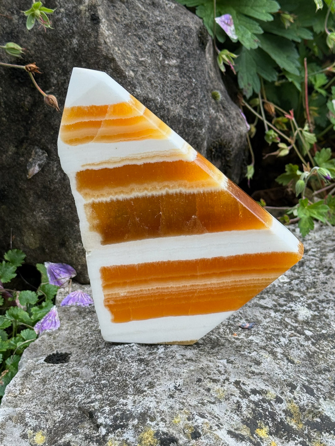 Large Freestanding Orange Calcite Tower
