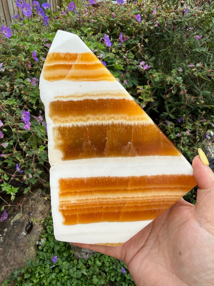 Large Freestanding Orange Calcite Tower
