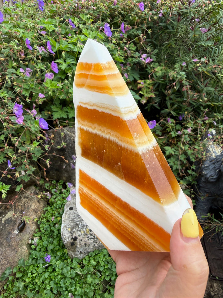 Large Freestanding Orange Calcite Tower