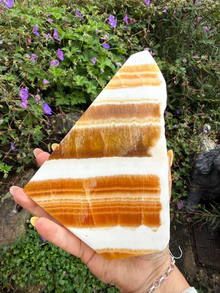 Large Freestanding Orange Calcite Tower