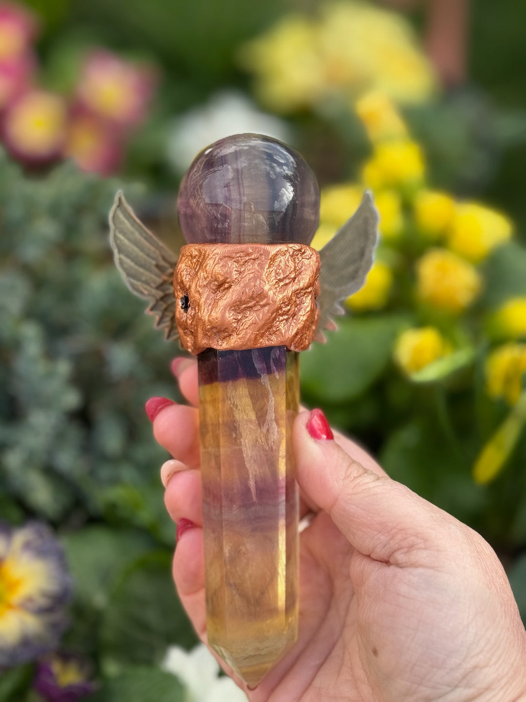 Yellow Fluorite and Purple Fluorite Manifestation Wand