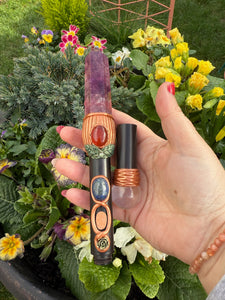Fluorite with Detachable Quartz Sphere end, Manifestation Wand