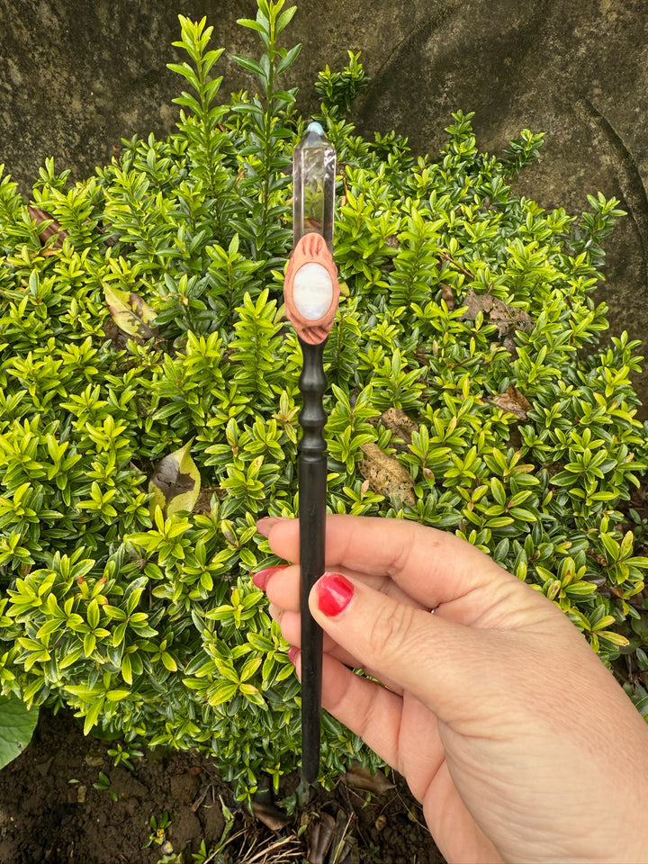Moonstone and Amethyst Wand