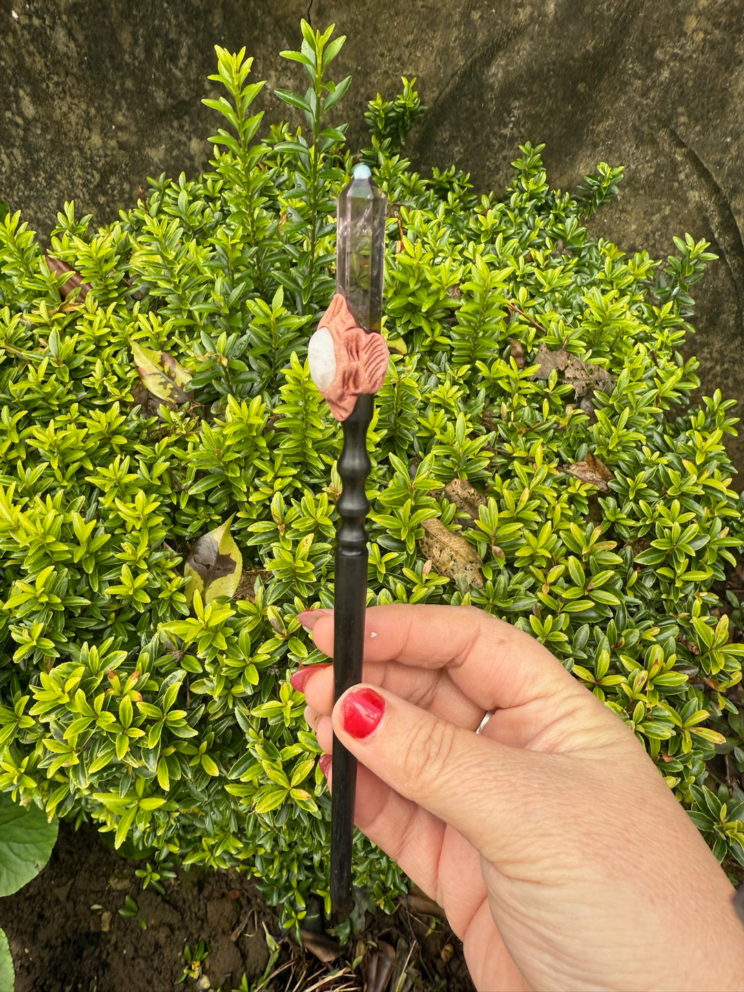 Moonstone and Amethyst Wand
