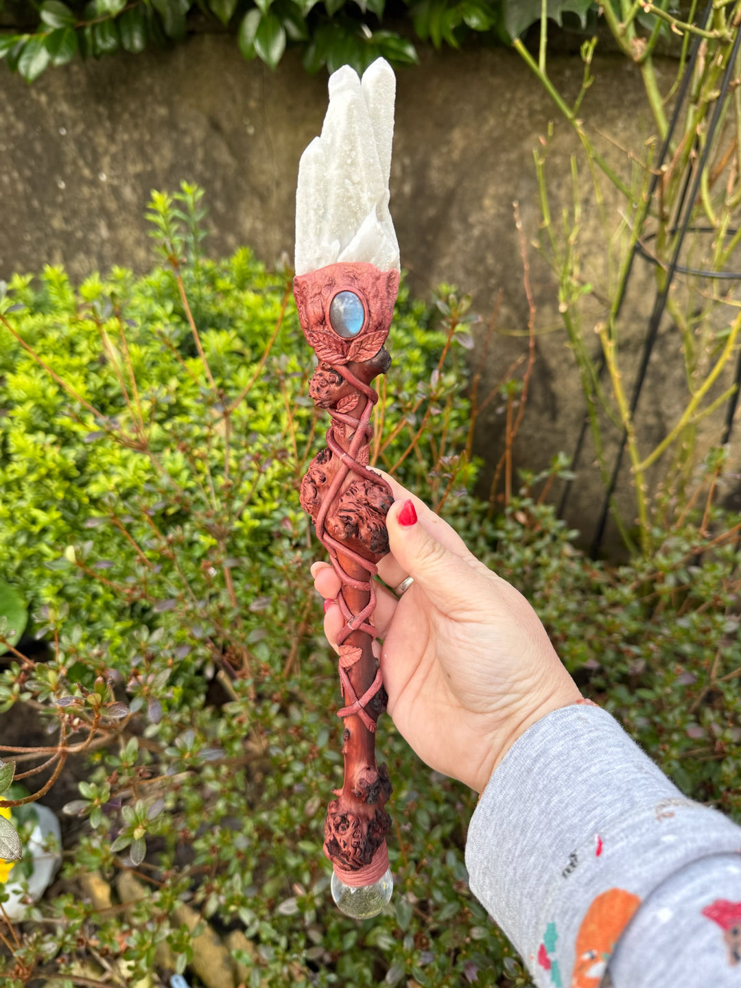 Large Rustic Quartz and Labradorite Wand