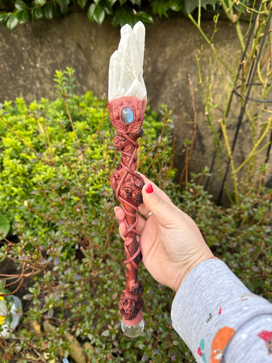 Large Rustic Quartz and Labradorite Wand