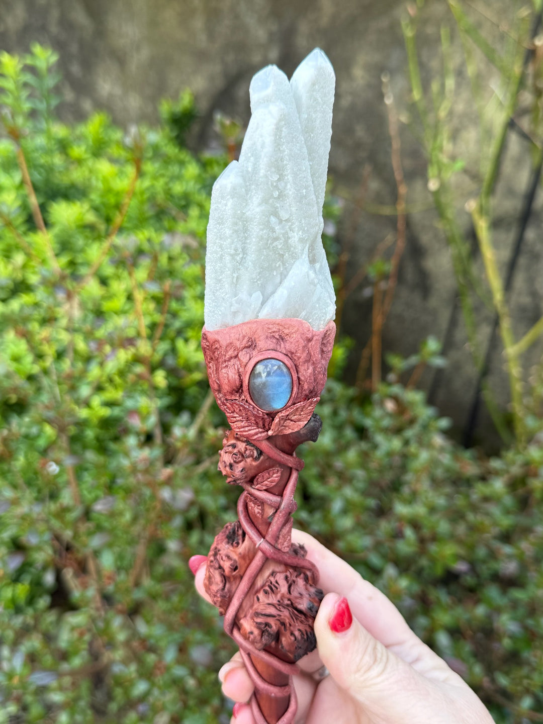 Large Rustic Quartz and Labradorite Wand