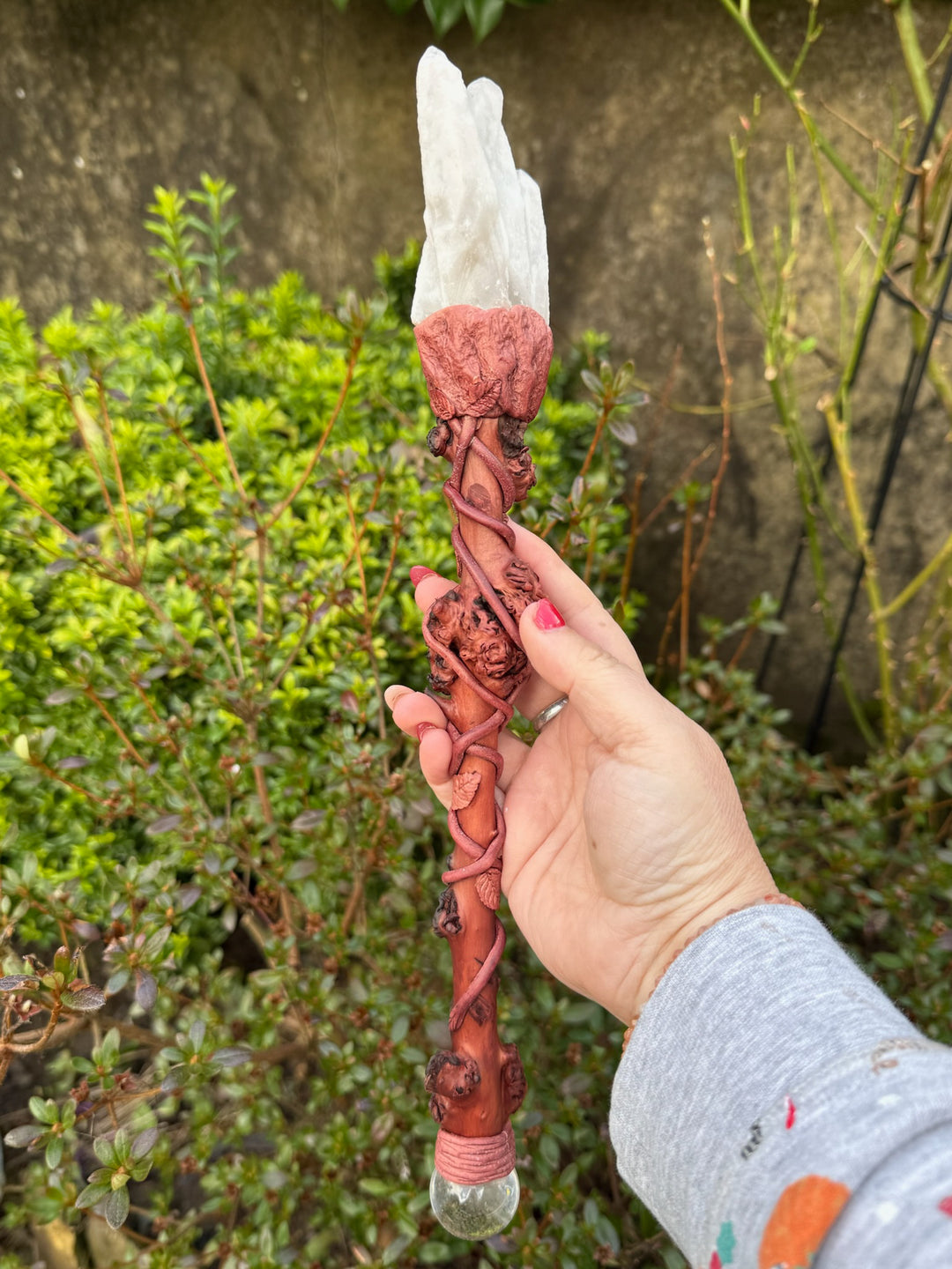 Large Rustic Quartz and Labradorite Wand