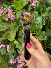 Load image into Gallery viewer, Black Obsidian Wand with Tigers Eye Skull
