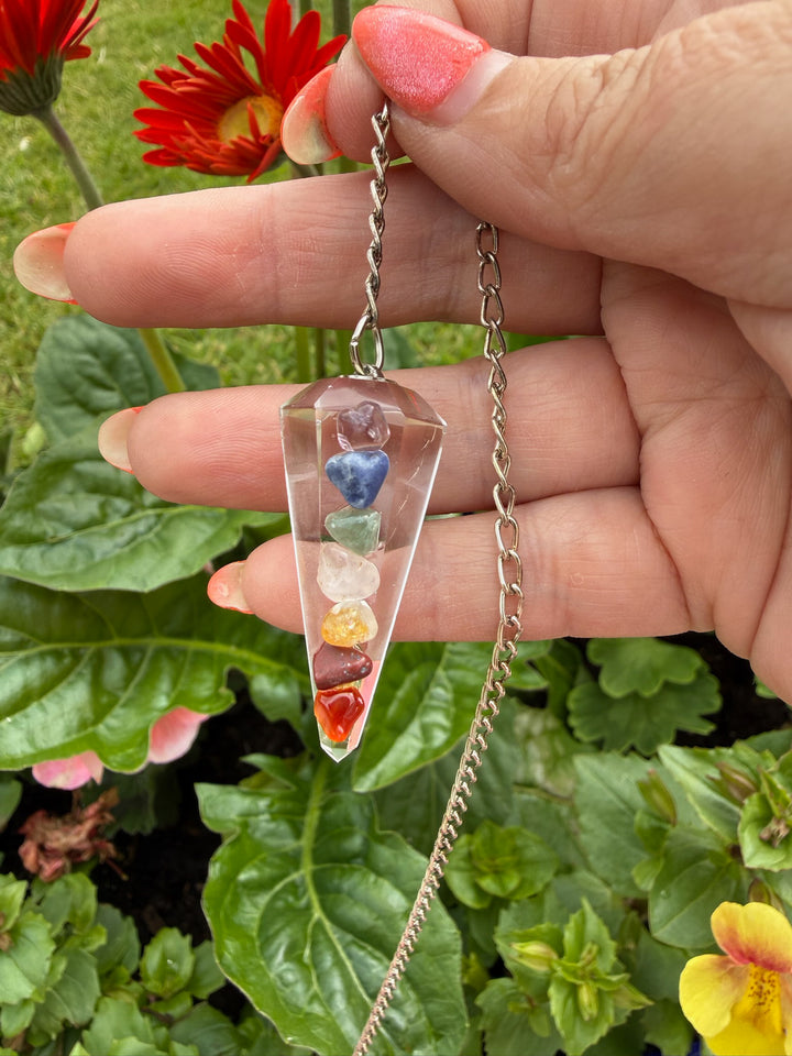 Chakra on Quartz Pendulum Healing Tool