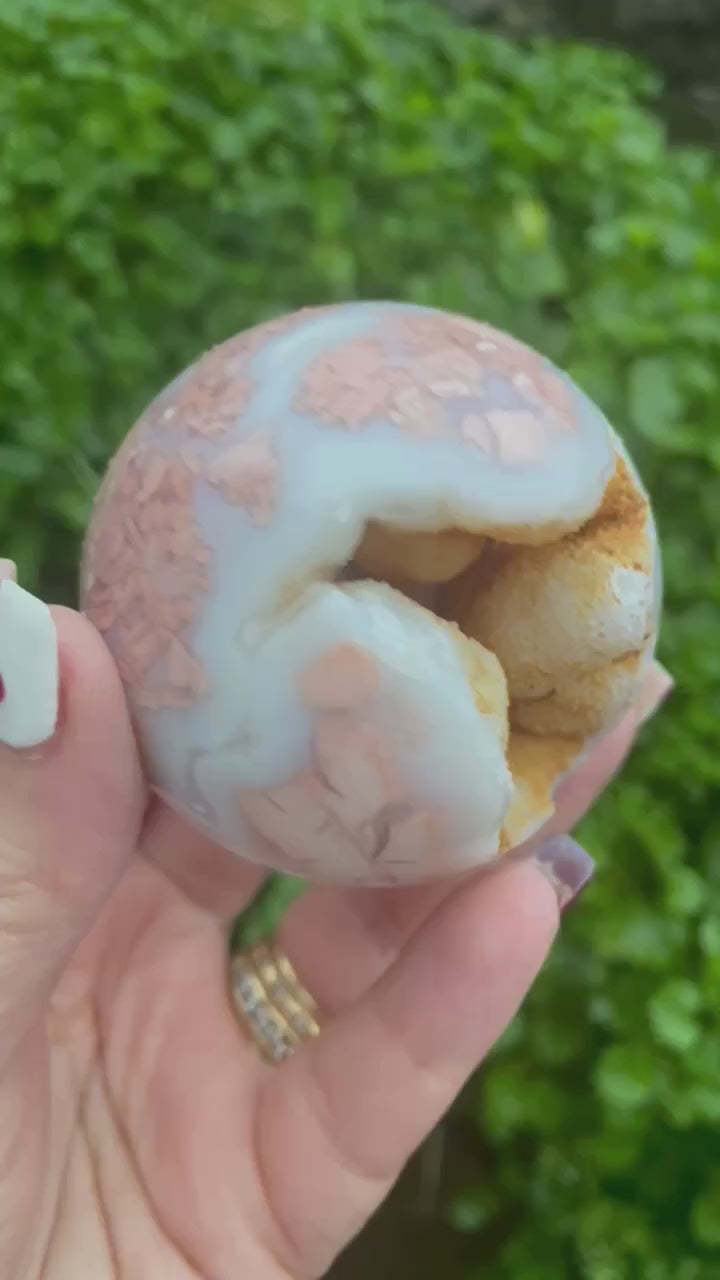 Pink Agate and Chalcedony Sphere