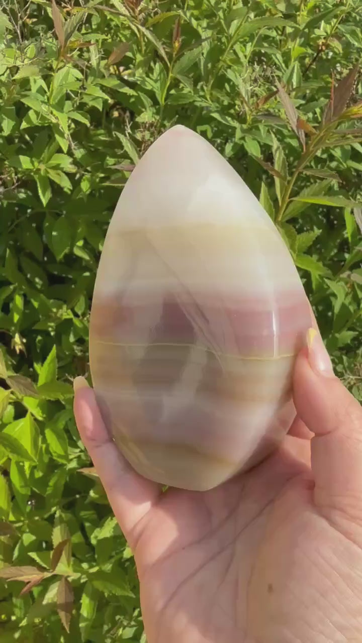 Banded Pink Calcite Flame Carving