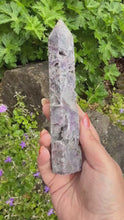 Load and play video in Gallery viewer, Lepidolite with Sparky Druzy Quartz Tower
