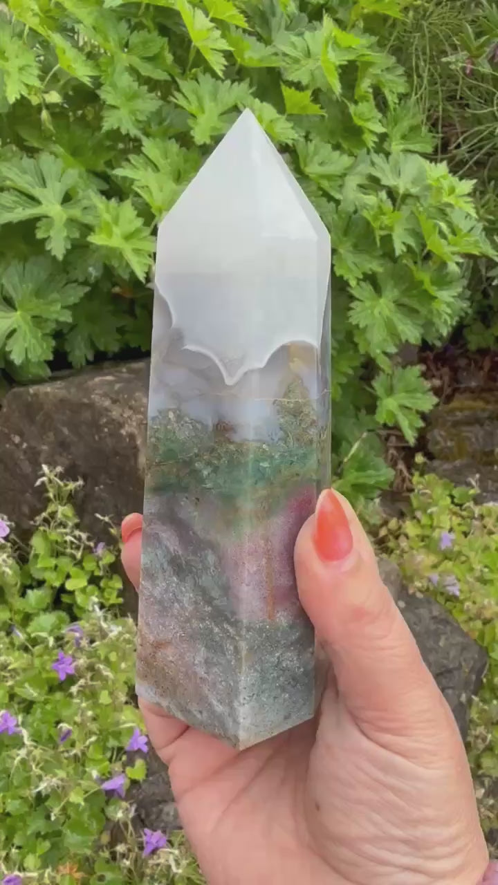 Quality Moss Agate Tower