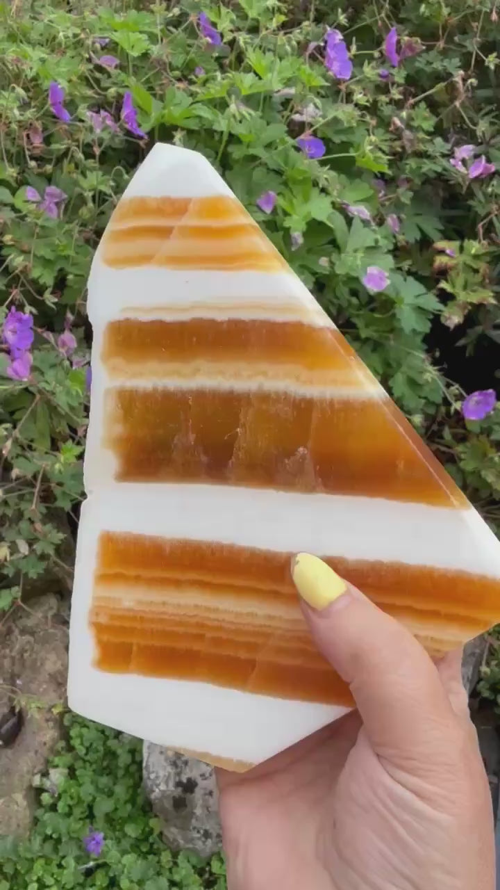 Large Freestanding Orange Calcite Tower