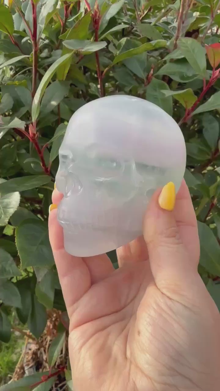 Lavender Fluorite Skull Carving