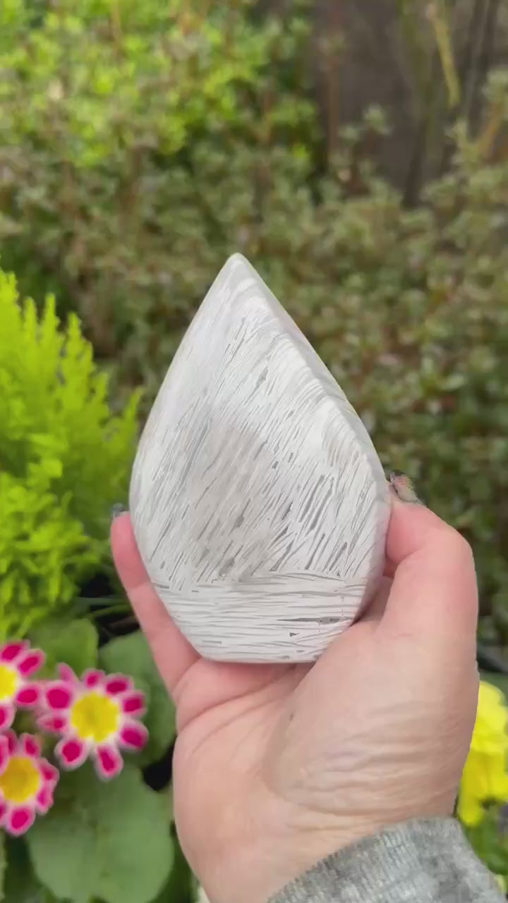 Lace Agate Freeform Flame Carving from Mexico