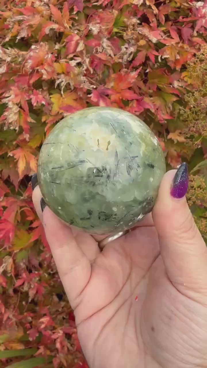 Prehnite and Epidote Sphere 5.8cm Diameter