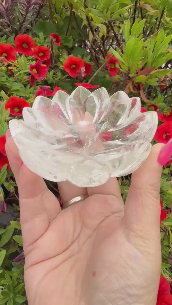 Quartz  Lotus Flower Trinket Dish Bowl