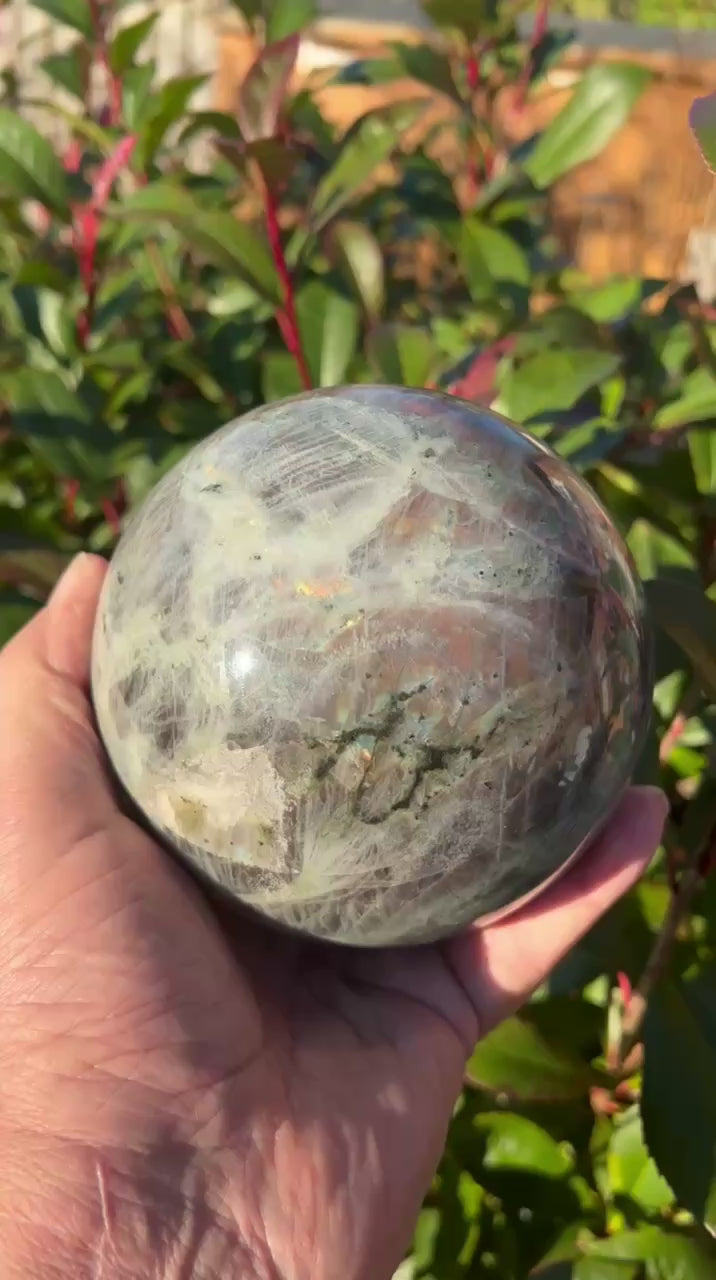 Large Pink Flash Labradorite Sphere 13cm diameter
