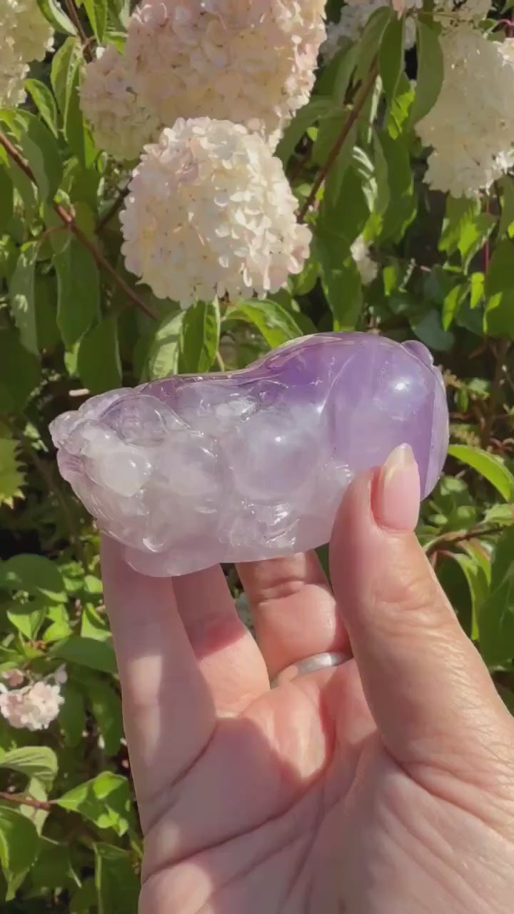 Handcarved Amethyst Pixiu Carving Feng Shui