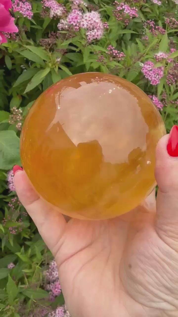 Honey Calcite Sphere 8.5cm dia