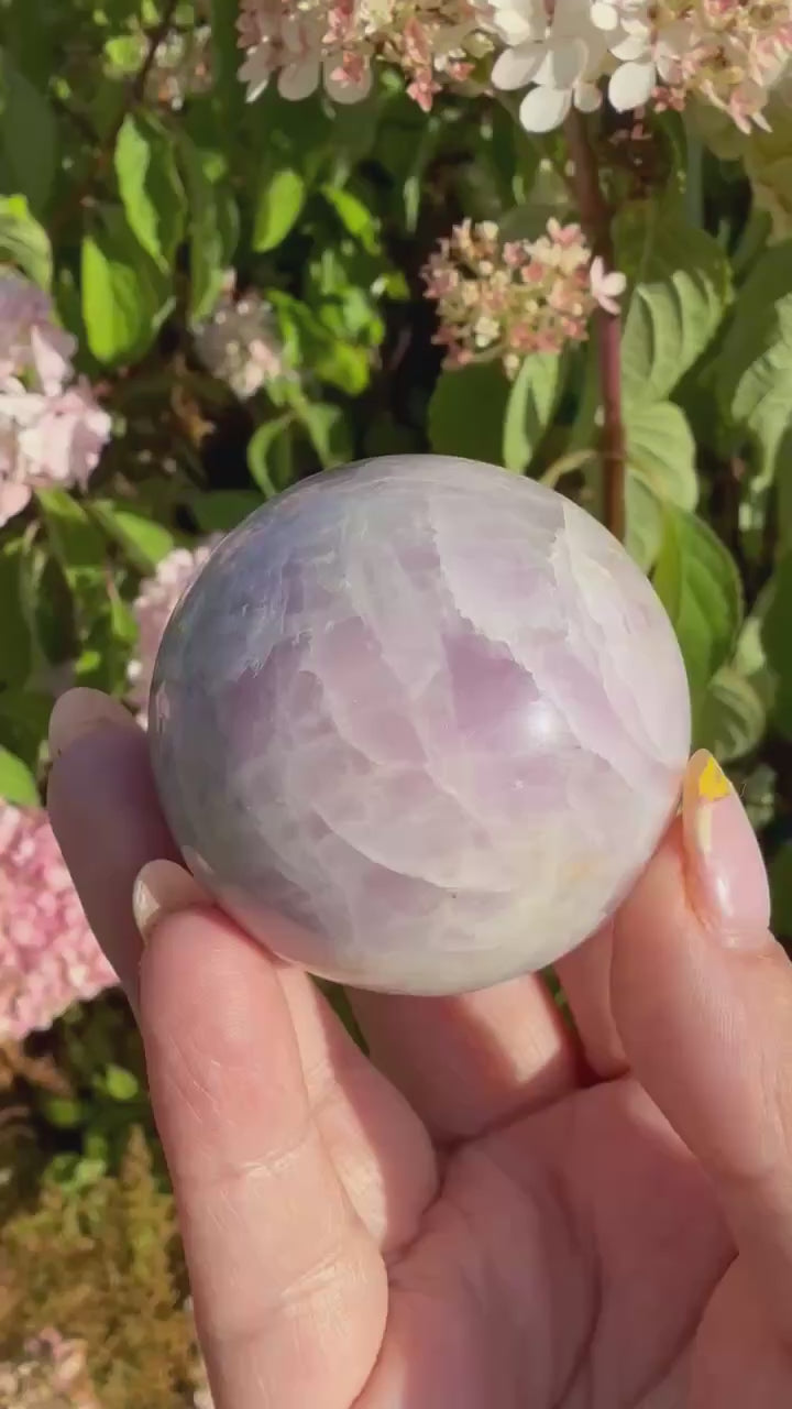 UV Reactive Kunzite and Hiddenite Sphere 4.6cm Dia