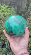 Load and play video in Gallery viewer, Rare Statement Chrysocolla Sphere 10cm dia
