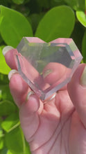 Load and play video in Gallery viewer, Clear Rose Quartz Geometric Heart Carving
