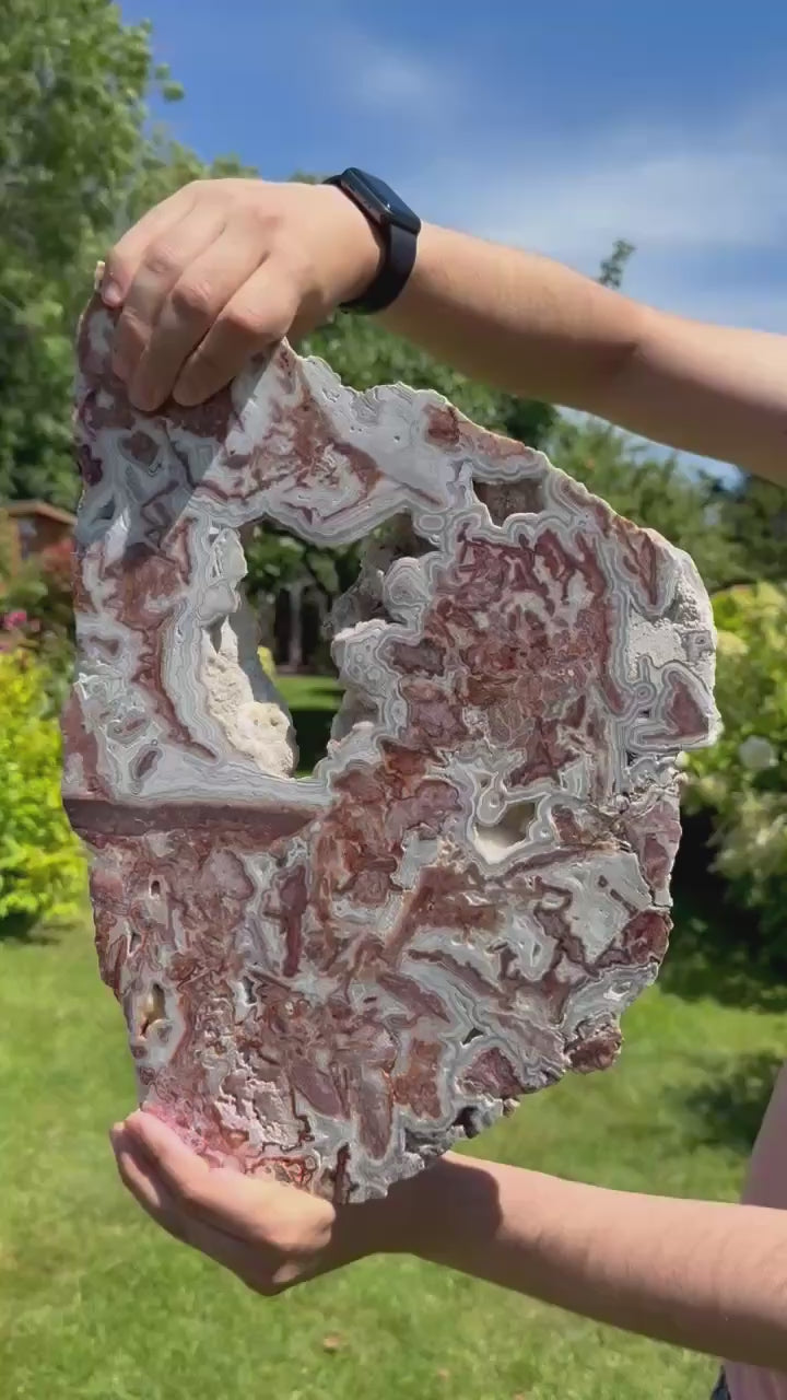 Statement Crazy Lace Agate Slice and Stand from Mexico