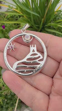 Load and play video in Gallery viewer, Silver Glastonbury Tor Pendant with Moonstone and Ruby
