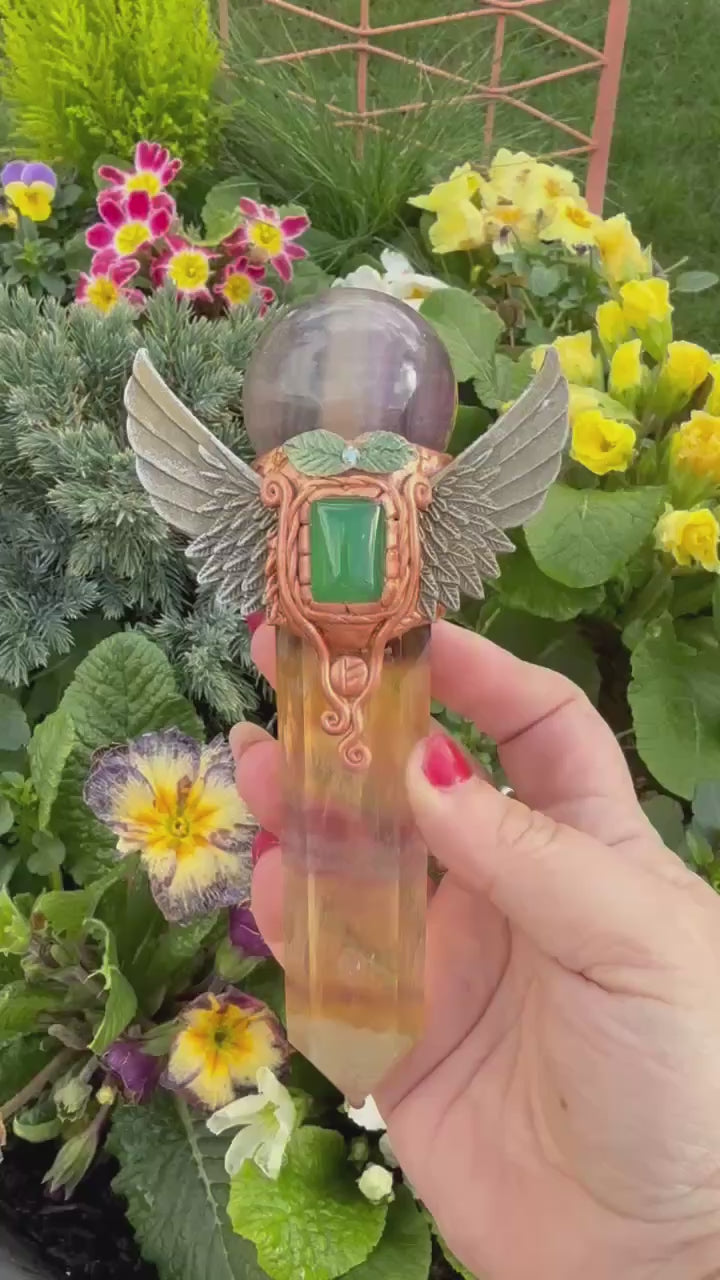 Yellow Fluorite and Purple Fluorite Manifestation Wand