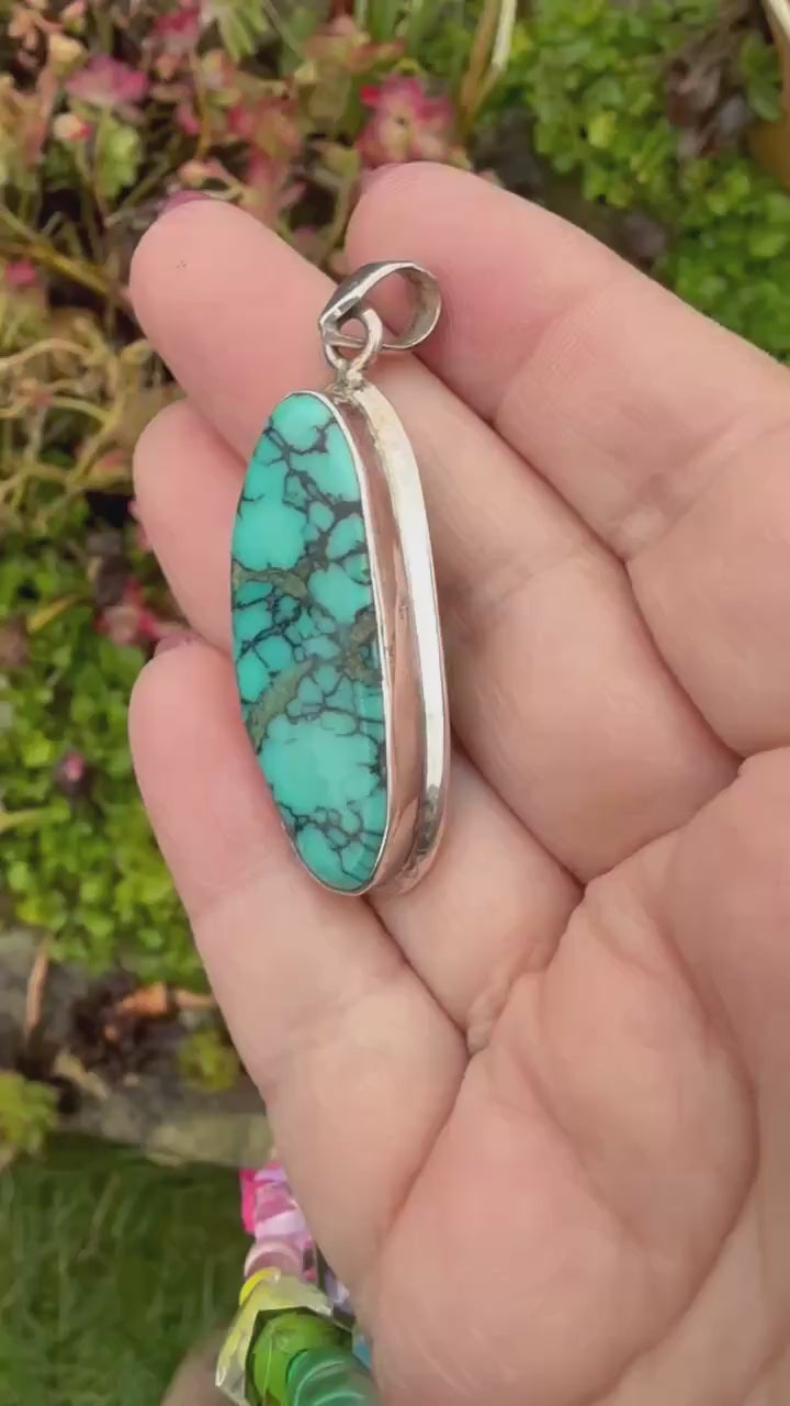 Natural Turquoise Silver Pendant