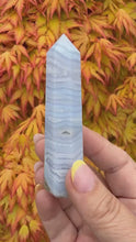 Load and play video in Gallery viewer, Blue Lace Agate Tower Point
