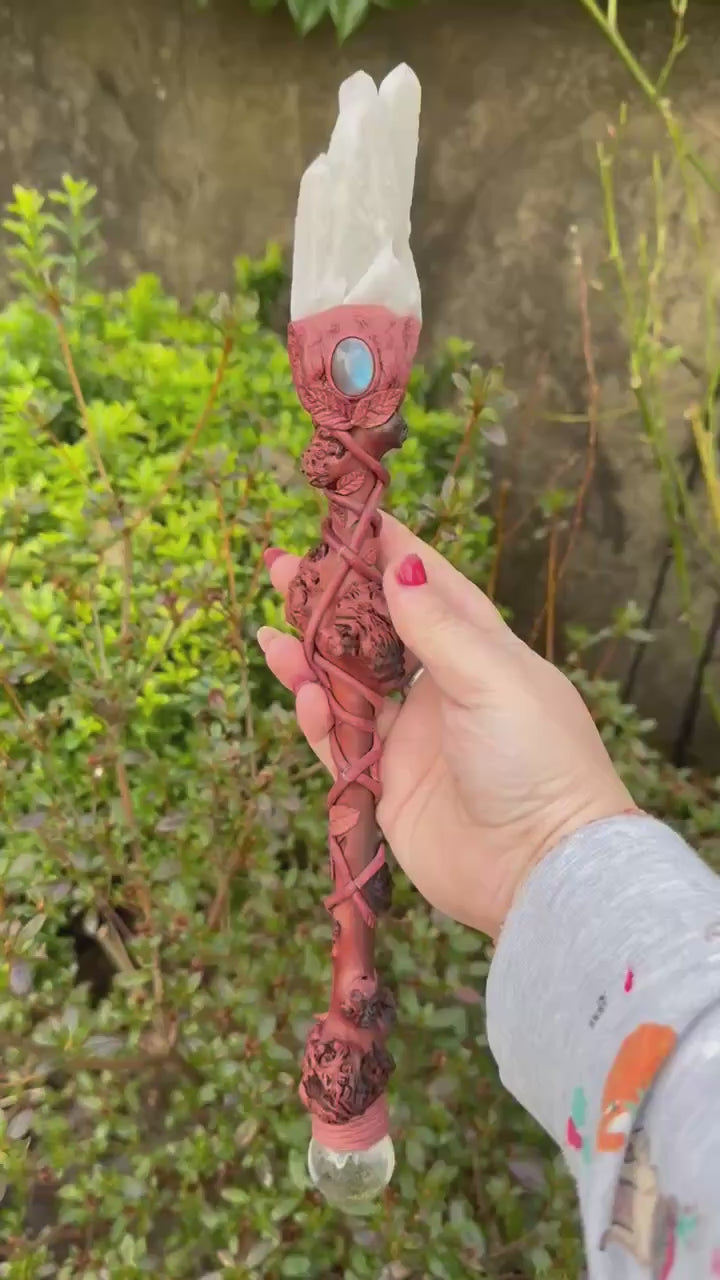 Large Rustic Quartz and Labradorite Wand