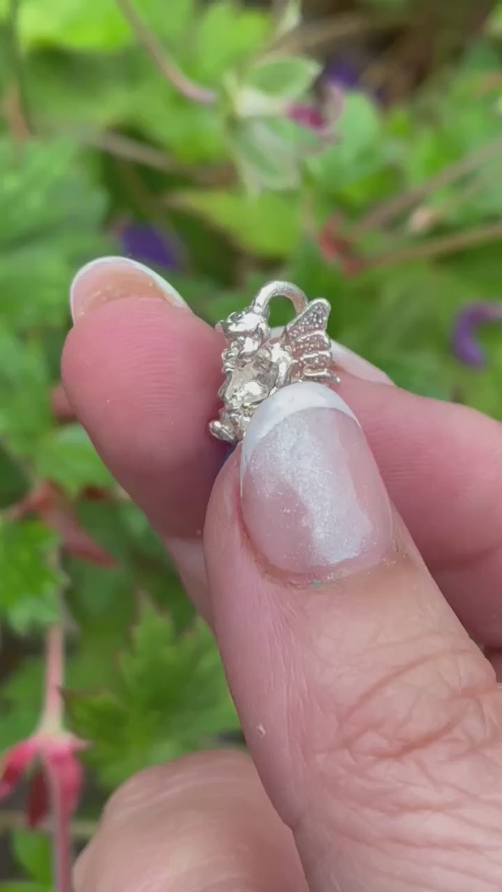 Silver Pixie on a Blue Agate Ball