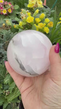 Load and play video in Gallery viewer, Large UV Reactive Smoky Mangano Calcite Sphere
