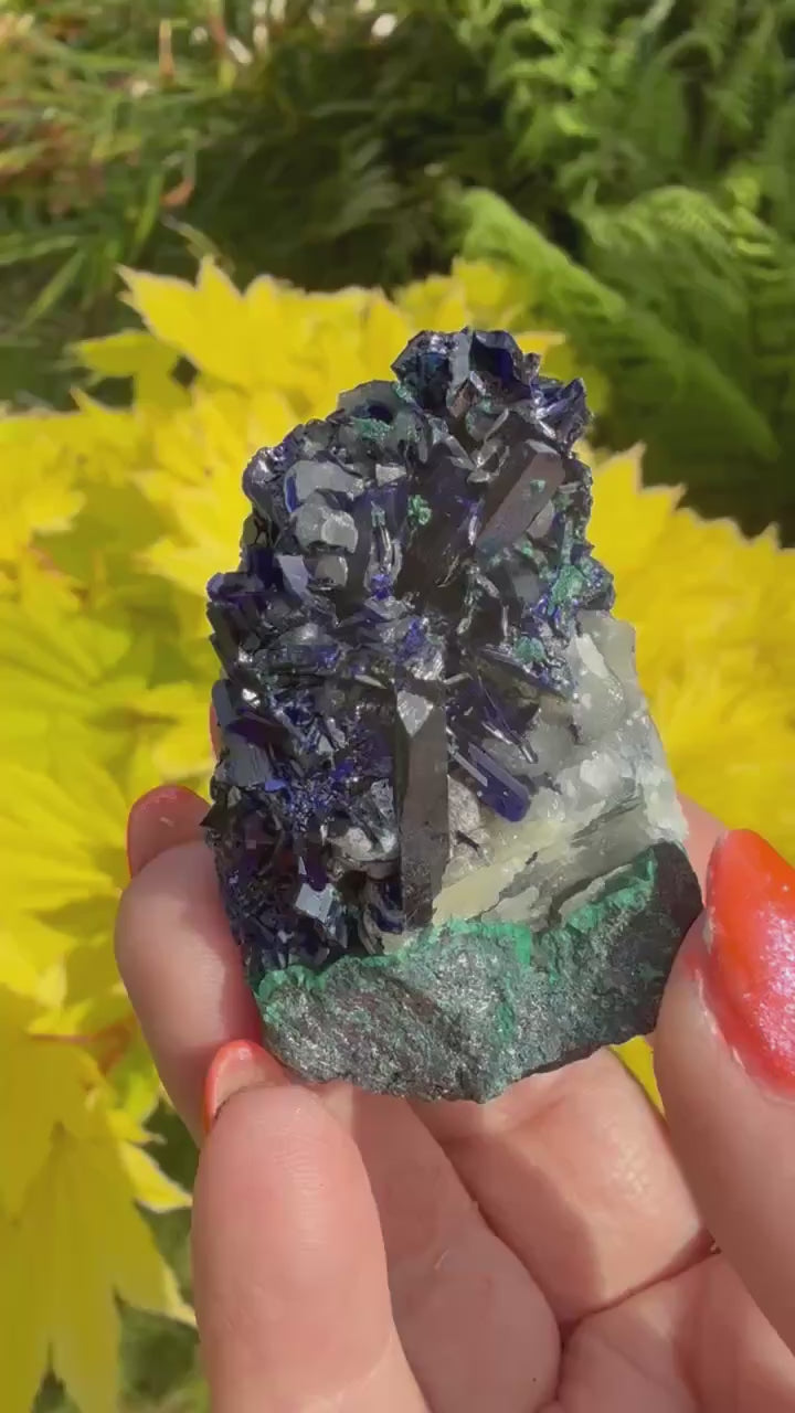 RESERVED Gemmy Azurite and Malachite Specimen from Tsumeb
