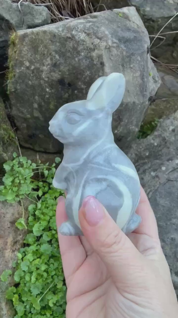 Large Shell Jasper Bunny Rabbit Carving