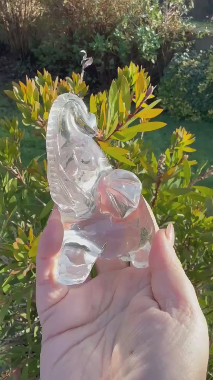 High Quality Clear Quartz Elephant Carving