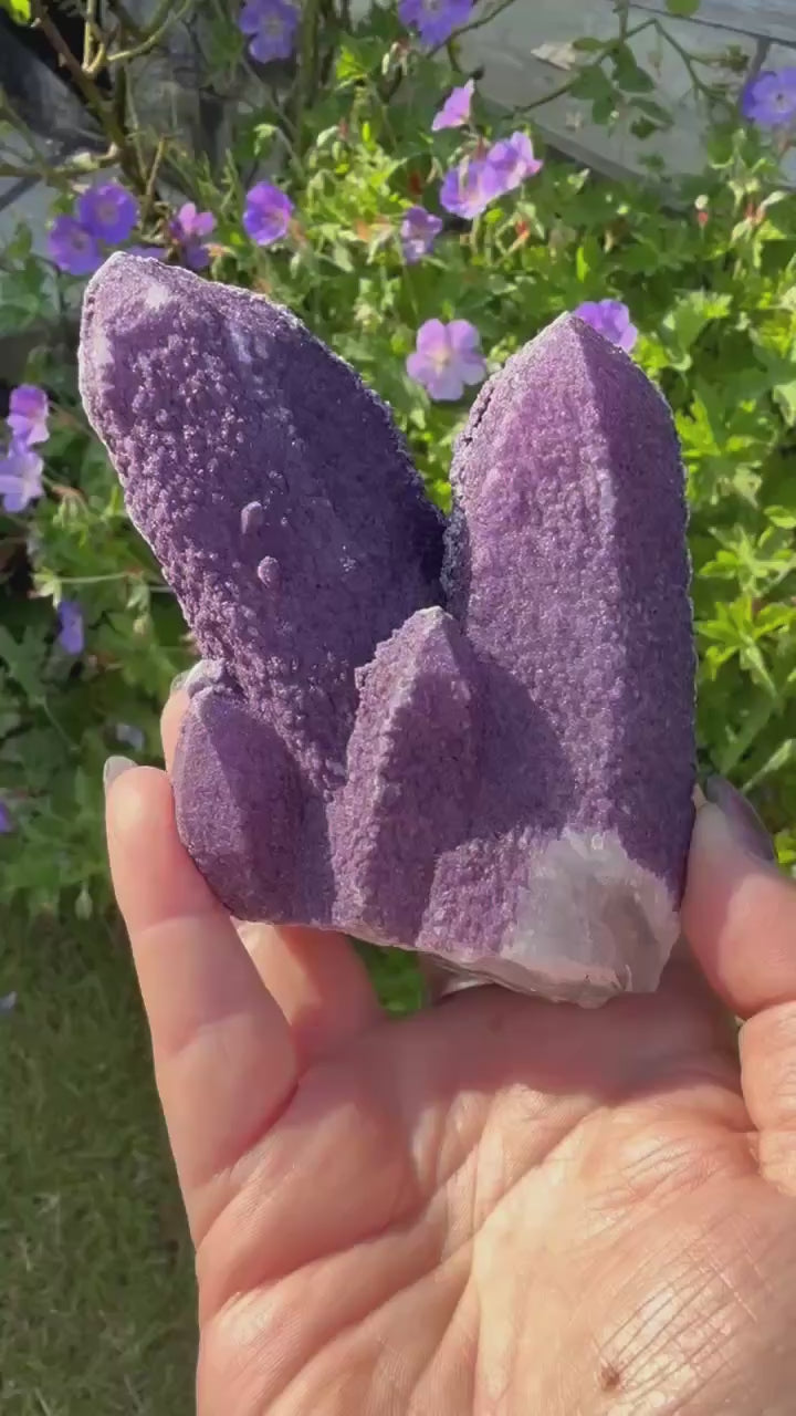 Large Purple Fluorite on Quartz Cluster from Inner Mongolia