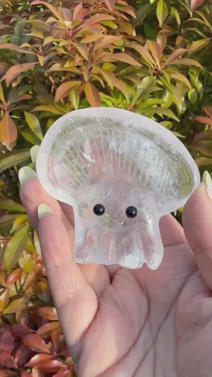Freestanding Clear Quartz Jelly Fish Pet Carving