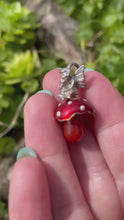 Load and play video in Gallery viewer, 925 Sterling Silver Pixie Pendant on a Carnelian Toadstool

